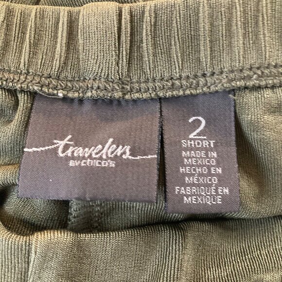 Womens Travelers by Chicos Pants Green L Short Slinky‎ Feel Acetate Spandex - Picture 10 of 12